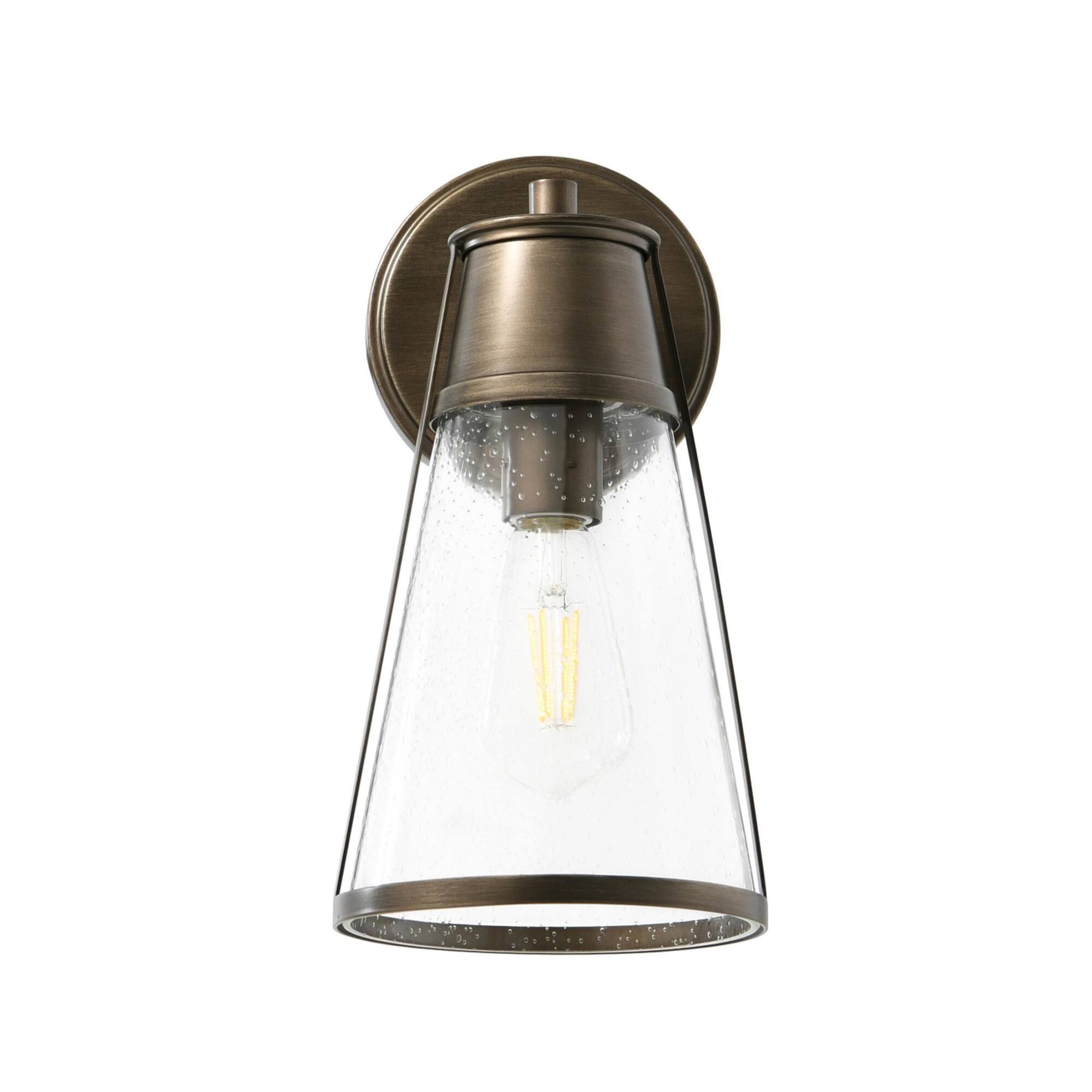 Hello Honey® Robert Stevenson Lighting Jaxon 13.5" Metal & Seedy Glass Outdoor Wall Sconce